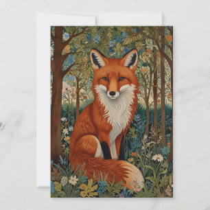 Invitation Elégant retro boho rouge renard animal de forêt