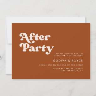 Invitation Élégant rétro brûlé Mariage orange après la fête