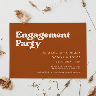 Invitation Élégant rétro brûlé orange parti Engagement