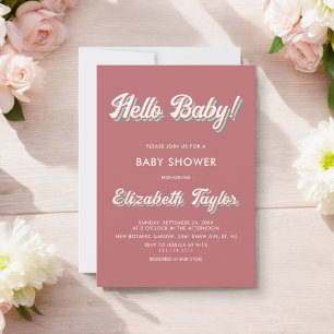 Invitation Élégant rétro les années 70 Super Baby shower mode