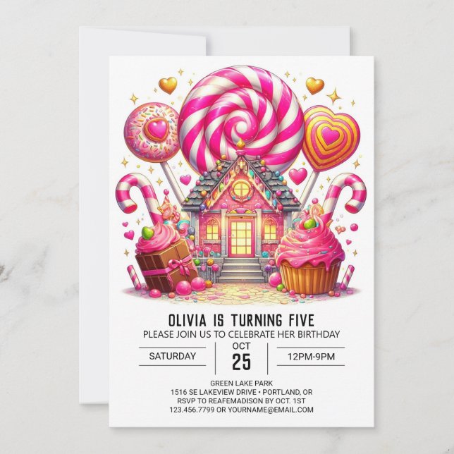Invitation Elégant rêve Candyland Digital Anniversaire (Devant)