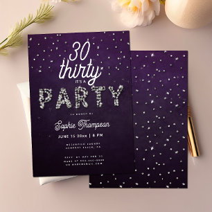 Invitation Elégant Rhinestones Parties scintillant violet 30e