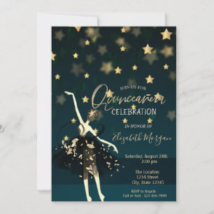 Invitation Élégant Robe Ballerine Étoiles Quinceañera