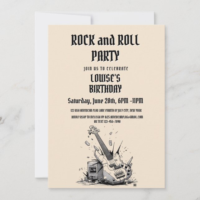 Invitation Elegant Rock And Roll party (Devant)