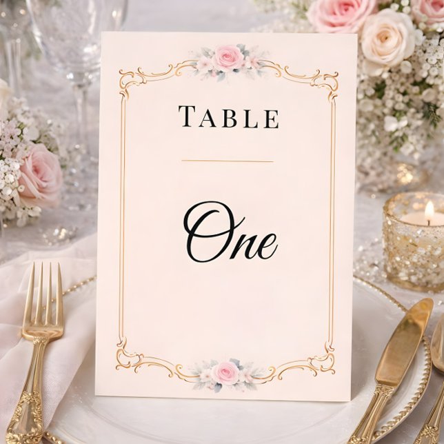 Invitation Elegant Rococo Wedding Table Numbers  (Table number card for rococo collection mockup)