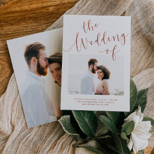 Invitation Élégant roman Terracotta Deux Mariages photo