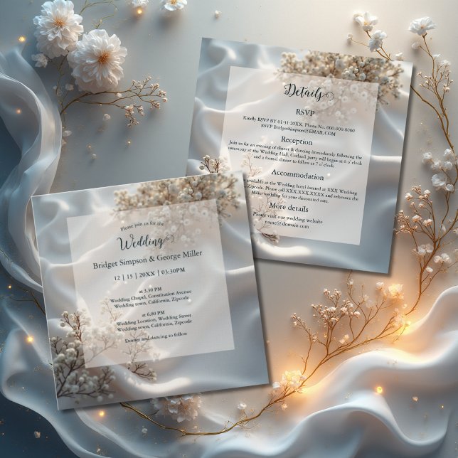 Invitation Elegant romantic babys breath floral wedding  (Créateur téléchargé)