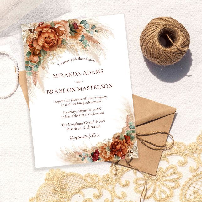 Invitation Elegant Romantic Floral Boho Wedding (Créateur téléchargé)