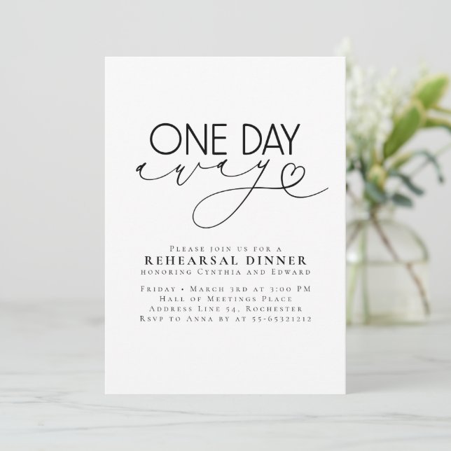 Invitation Elegant Romantic Modern Rehearsal Dinner (Debout devant)
