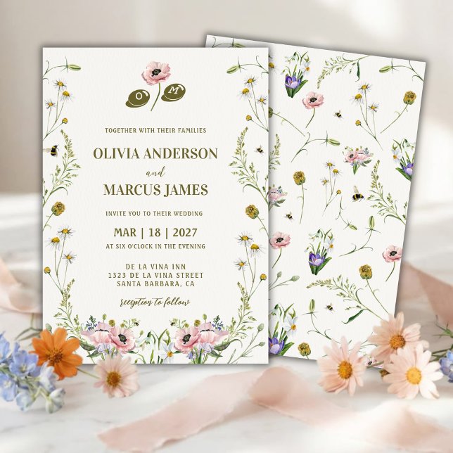 Invitation Elegant Romantic Spring Wildflower Wedding (Créateur téléchargé)