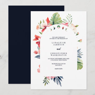 Invitation Élégant Romantique Arc Floral Mariage Tropical