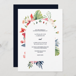 Invitation Élégant Romantique Arc Floral Mariage Tropical