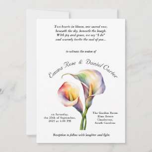 Invitation Elégant romantique Calla Lily Aquarelle douce Past