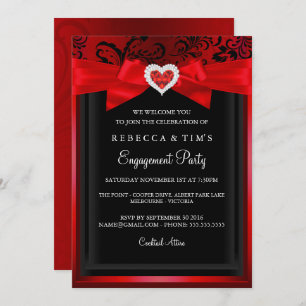 Invitation Élégant Romantique Coeur Engagement Partie Invitat