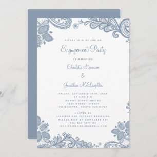 Invitation Élégant Romantique Dentelle Engagement Party Dusty