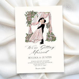 Invitation Élégant romantique dessiné à la main nous nous mar