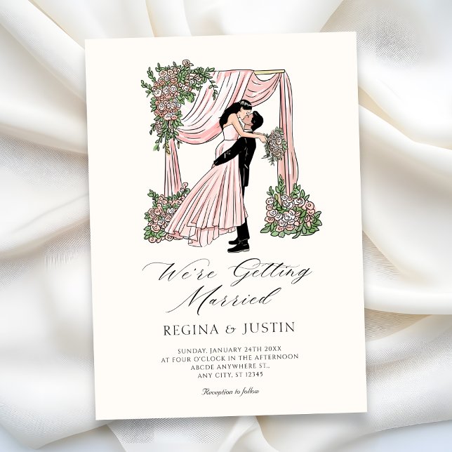Invitation Élégant romantique dessiné à la main nous nous mar (Créateur téléchargé)