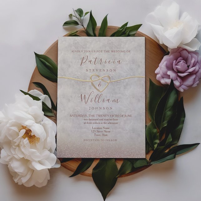 Invitation Élégant Romantique Mariage Or Rose (Créateur téléchargé)