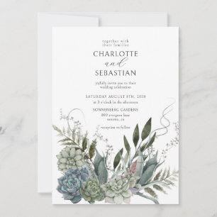 Invitation Élégant Romantique Succulents Mariage floral
