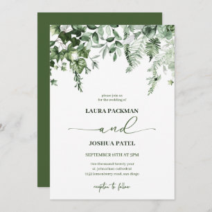 Invitation Elégant & Romantique Verdure Ivy et Sage Mariage