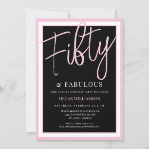 Invitation Elégant rose 50 et fabuleux anniversaire