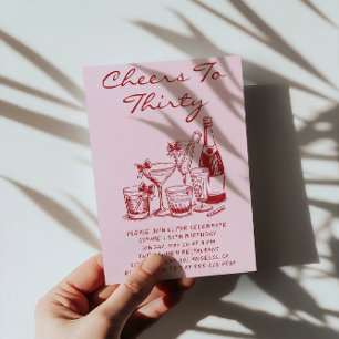 Invitation Élégant Rose « À votre santé pour trente ans » Inv