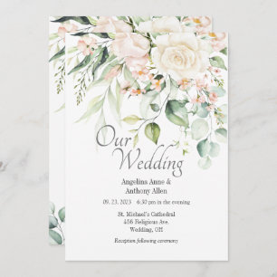 Invitation Elégant rose Aquarelle Blush Mariage Floral