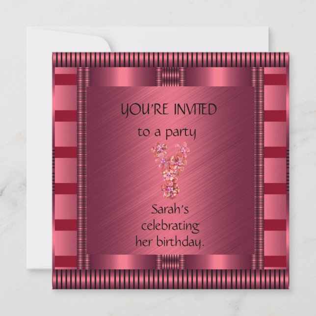 Invitation Elegant Rose Black Stripe (Devant)