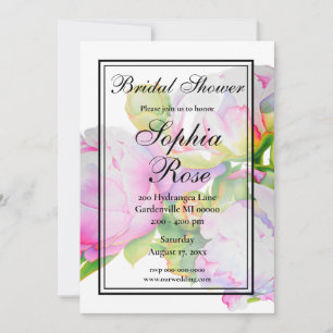 Invitation Elégant rose blanc poitrine rose douche nuptiale