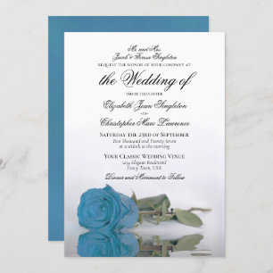 Invitation Élégant Rose bleu turquoise Mariage formel