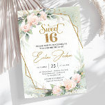 Invitation Élégant rose blush et parties scintillant d'or euc<br><div class="desc">Elégant roses blush et parties scintillant d'or eucalyptus invitation, Design bohème élégant, inspiré par les roses éternels - les pivoines - le symbole de l'amour, jardin fleuri luxuriant de pivoines roses rousses rousses et poussiéreuses, tissé dans la verdure d'eucalyptus frais et tissé autour du cadre oval or fax. Vous voulez...</div>