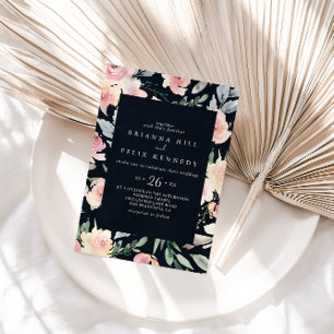 Invitation Élégant rose Blush Floral Géométrique Mariage Déco