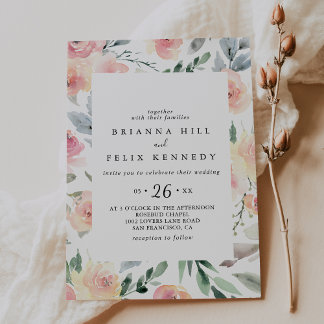 Invitation Élégant rose Blush Floral Géométrique Mariage Déco