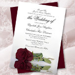 Invitation Élégant Rose Bourgogne à longue tige Mariage forme<br><div class="desc">Cette belle faire-part de mariage est simple, traditionnelle et élégante. Il présente une belle photo d'un rose bordeaux à longue tige réfléchissant dans un bassin d'eau avec une formulation formelle où les parents de la mariée émettent l'invitation. La calligraphie script sophistiquée lui donne un style intemporel et classique. Belle façon...</div>
