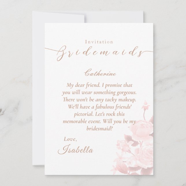 Invitation Élégant Rose chic Mariage Bridemaids (Devant)
