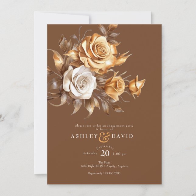 Invitation Élégant Rose chic | Parti d'engagement romantique (Devant)