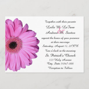 Invitation Élégant rose clair Gerbera Mariage marguerite