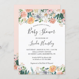 Invitation Élégant Rose de jardin chic Pony Baby shower flor