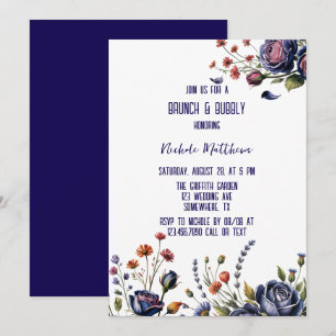 Invitation Elégant Rose de la Marine et le Coral Brunch & Bub
