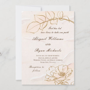 Invitation Élégant Rose de moutarde rose Feuille Mariage chré