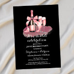 Invitation Élégant rose Double Célébration Anniversaire<br><div class="desc">Célébrez un jalon dans le style avec cette élégante invitation de fête d'anniversaire conjointe, parfait pour les réunions familiales et formelles. Doté d'un arrière - plan noir et d'un graphisme raffiné d'une bouteille de champagne rose attachée avec un arc et deux verres, ce design rayonne de sophistication et de chaleur....</div>