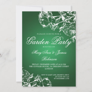 Invitation Élégant Rose du Garden Party Green