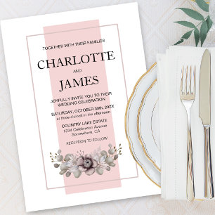 Invitation Elégant Rose Dusty avec Mariage Feuille Eucalyptus