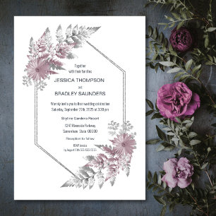 Invitation Élégant Rose Dusty Grey Mariage botanique