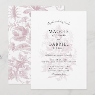 Invitation Élégant Rose Dusty Mariage Floral