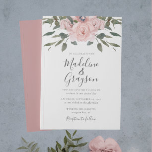 Invitation Élégant Rose Dusty moderne Mariage floral