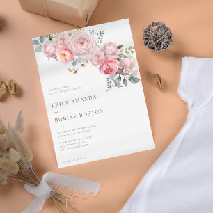Invitation Élégant Rose Dusty moderne Mariage Floral