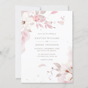 Invitation Elégant Rose Dusty rose Aquarelle Mariage Floral