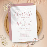 Invitation Élégant Rose Dusty Signature Mariage de script<br><div class="desc">Dotée de noms de style signature,  cette élégante invitation de mariage peut être personnalisée avec vos informations en lettres roses poussiéreuses chic. Conçu par Thisisnotme©</div>