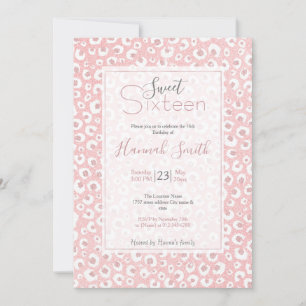 Invitation Élégant Rose Empreinte de léopard or Motif blanc